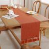 13x72inch Tassel Bohemian Vintage Rustic Farmhouse Table Runner 72inches Long Dresser Scarf for Dining Kitchen Christmas Birthday Party, Orange view 2