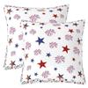 4th of July Throw Pillow Covers 16"x16" Set of 2 Soft Stars Firework Decorative Throw PillowCases for Sofa Room Decorative Independence Day Pillow Cases Cushion Covers Fireworks White Cushion Cases view 1