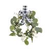 Christmas Small Wreath, Artificial Wreath Greenery Hanging Wreath Black and White Check Bow for Fall Wedding Holiday Party Wall Home Front Door Decorative(#8) view 1