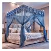 Bed Canopy Blue Luxury Bed Curtain, Floor Standing Bed Canopy for Princess Room Adult Bedroom Decoration, 360  Protective Mosquito Net, with Bracket (Size : 150x200x200cm) view 1