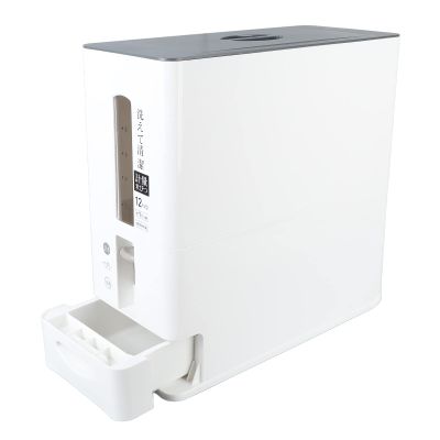 12kg Rice Dispenser, Automatic Rice Storage Container, Drawer Type Household Grain Storage Box, Transparent Cereal Dispenser Countertop, Food Container for Beans Grains Cereal Nuts(White)
