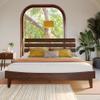 Bme Caden King Size Bed Frame and Adjustable Headboard, 15 Inch Mid Century Retro Style - Solid Acacia Wood - No Box Spring Needed - 12 Strong Wood Slat Support - Easy Assembly - Walnut view 1