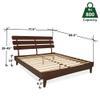 Bme Caden King Size Bed Frame and Adjustable Headboard, 15 Inch Mid Century Retro Style - Solid Acacia Wood - No Box Spring Needed - 12 Strong Wood Slat Support - Easy Assembly - Walnut view 2