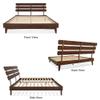 Bme Caden King Size Bed Frame and Adjustable Headboard, 15 Inch Mid Century Retro Style - Solid Acacia Wood - No Box Spring Needed - 12 Strong Wood Slat Support - Easy Assembly - Walnut view 3