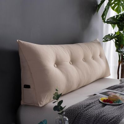 COZMAX Triangular Wedge Pillow Headboard Large Wedge for Day Mattress Cotton Fill King Bed Body Pillow Bed Back Reading Cushion Lumbar Cushion Sofa Bed (Color : Beige, Size : 31.5"/80cm)