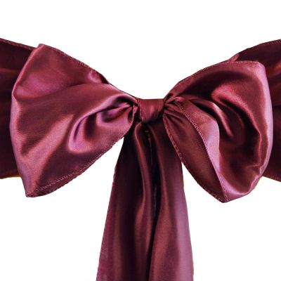 Balsa Circle 100 Burgundy Satin Chair Sashes Bows Ties for Wedding Decorations Party Supplies Events Chair Covers Decor Banquet Reception