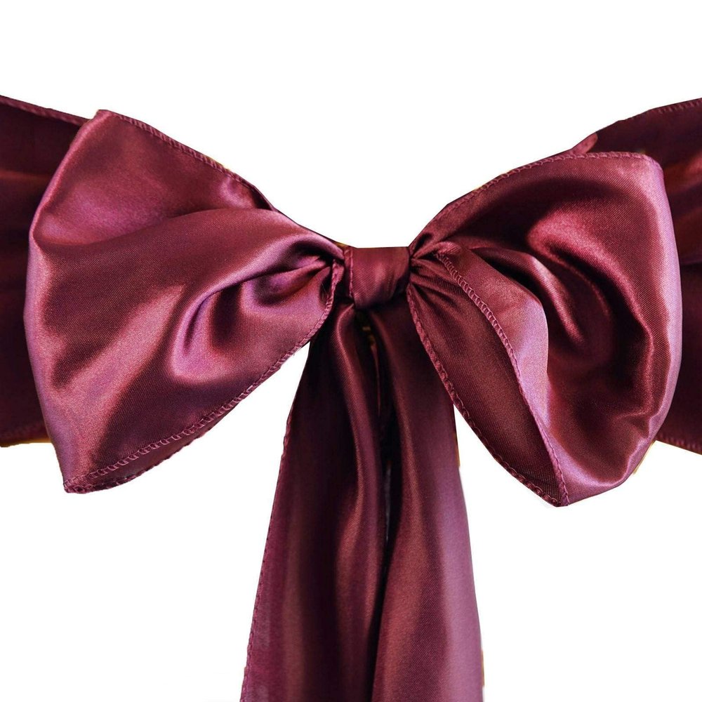 Balsa Circle 100 Burgundy Satin Chair Sashes Bows Ties for Wedding Decorations Party Supplies Events Chair Covers Decor Banquet Reception