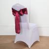 Balsa Circle 100 Burgundy Satin Chair Sashes Bows Ties for Wedding Decorations Party Supplies Events Chair Covers Decor Banquet Reception view 3