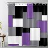 HVEST Modern Purple Shower Curtain for Bathroom, Grey Black and White Abstract Geometric Shower Curtain with Hooks, Minimalist Mid Century Bathroom Shower Curtain Set, 72x72 inch view 1