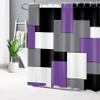 HVEST Modern Purple Shower Curtain for Bathroom, Grey Black and White Abstract Geometric Shower Curtain with Hooks, Minimalist Mid Century Bathroom Shower Curtain Set, 72x72 inch view 3