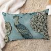 ArogGeld Aqua Blue Chinoiserie Bird Lumbar Pillow Covers Hydrangea Camellia and Peacock Decorative Cushion Covers Chinoiserie Farmhouse Toss Pillows for Sofa Couch Car Chair 12x20in White Flax view 1