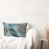 ArogGeld Aqua Blue Chinoiserie Bird Lumbar Pillow Covers Hydrangea Camellia and Peacock Decorative Cushion Covers Chinoiserie Farmhouse Toss Pillows for Sofa Couch Car Chair 12x20in White Flax view 3