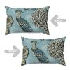 ArogGeld Aqua Blue Chinoiserie Bird Lumbar Pillow Covers Hydrangea Camellia and Peacock Decorative Cushion Covers Chinoiserie Farmhouse Toss Pillows for Sofa Couch Car Chair 12x20in White Flax view 4