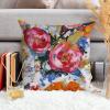 ArogGeld Bright Floral Pink Rose Colourful Farmhouse Cushion Covers Watercolor Rose Peony Flower Throw Pillow Cushion Oriental Toile Chinoiserie Double Side Pillow Sham 16x16in White Linen view 4