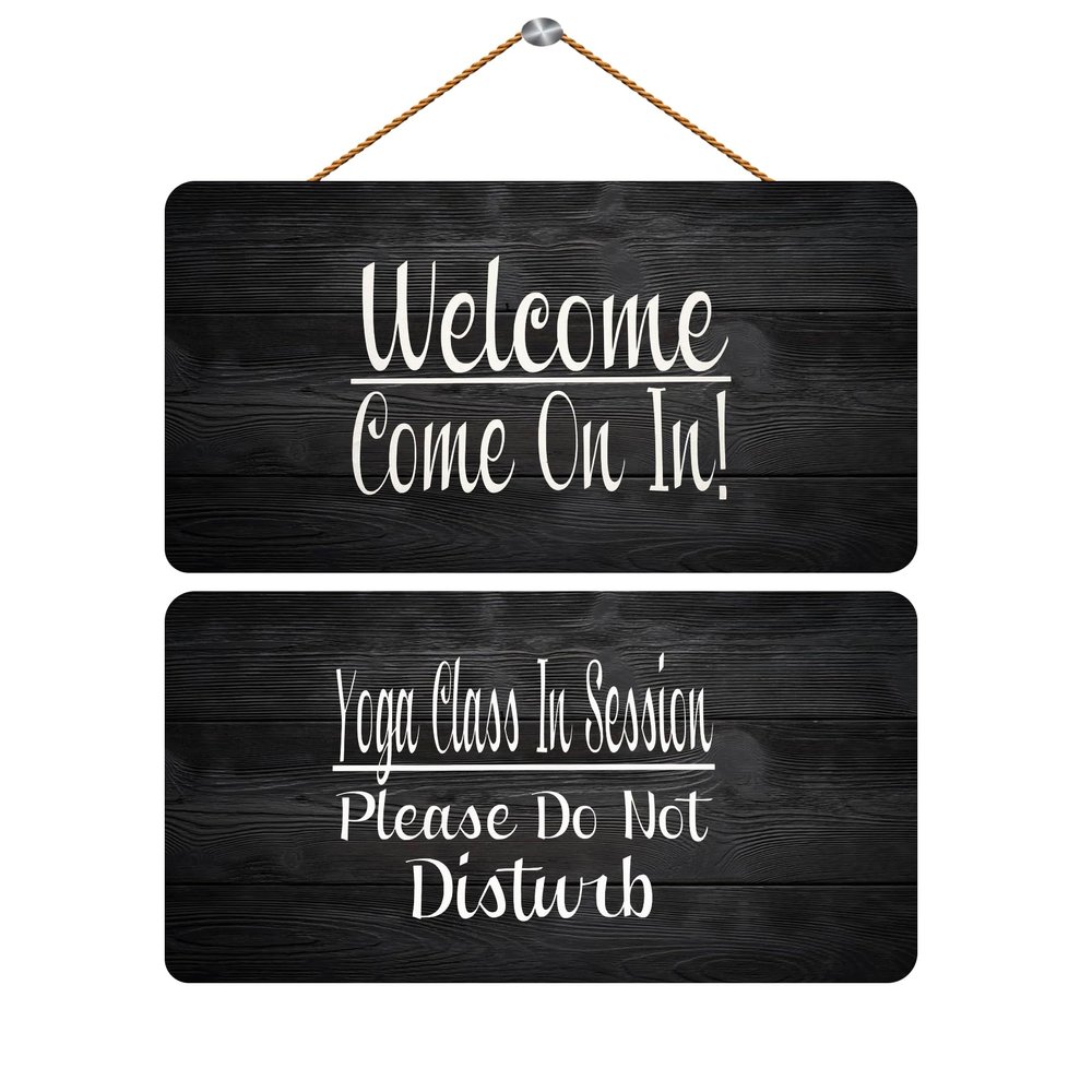 Wood Plaque Sign Wall Hanging Welcome Yoga Class In Session Please Do Not Disturb Custom Wooden Sign Wall Hanging Home Decor Cabin Sign 30X15Cm 6X12 Inch (Wood Color)