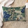 ArogGeld Blue and Green Scenic Chinoiserie Farmhouse Throw Pillow Asian Dynasty Garden White Linen Sofa Cushion Cover Japanese Chinoiserie Lumbar Pillow Cover Case for Sofa Chair 16x24in view 1