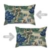 ArogGeld Blue and Green Scenic Chinoiserie Farmhouse Throw Pillow Asian Dynasty Garden White Linen Sofa Cushion Cover Japanese Chinoiserie Lumbar Pillow Cover Case for Sofa Chair 16x24in view 4