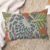 ArogGeld Navy Blue Flower Orange Farmhouse Cushion Cover Orange Chinoiserie Floral Home Decor Lumbar Throw Pillow Chinoiserie Chic Double Side Toss Pillows for Living Room 12x20in White Linen view 1