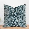 ArogGeld Dark Blue Cheetah Throw Pillows Leopard Print Cow Animal Spots Ink Decorative Sofa Cushion Cover Chinoiserie Chic Farmhouse Pillowcase for Living Room Bedroom 24x24in White Flax view 1