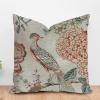 ArogGeld Orange Coral Chinoiserie Bird Throw Pillow Hydrangea Camellia and Peacock Decorative Throw Pillow Cushion Chinoiserie Style Farmhouse Pillowcase for Bedroom Sofa 20x20in White Flax view 1