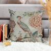 ArogGeld Orange Coral Chinoiserie Bird Throw Pillow Hydrangea Camellia and Peacock Decorative Throw Pillow Cushion Chinoiserie Style Farmhouse Pillowcase for Bedroom Sofa 20x20in White Flax view 4
