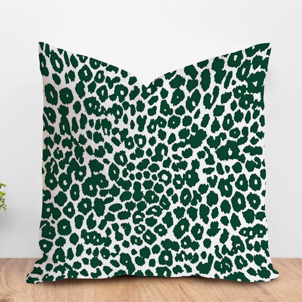 ArogGeld Leopard Graphite Green Cheetah Throw Pillow Cushion Peacock Green Animal Print Leopard Throw Pillow Traditional Chinese Chinoiserie Throw Pillowcase for Sofa 24x24in White Linen
