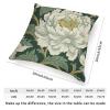 ArogGeld White and Green Flower Throw Pillow Cover Chinoiserie Peony Floral Green Leaf Decorative Pillow Cushion Asian Scenic Chic Chinoiserie Farmhouse Throw Pillowcase 26x26in White Flax view 2