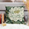 ArogGeld White and Green Flower Throw Pillow Cover Chinoiserie Peony Floral Green Leaf Decorative Pillow Cushion Asian Scenic Chic Chinoiserie Farmhouse Throw Pillowcase 26x26in White Flax view 4