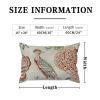 ArogGeld Hydrangea Camellia and Peacock Farmhouse Sofa Lumbar Pillowcase Orange Coral Chinoiserie Bird White Linen Lumbar Throw Pillow Chinoiserie Style Pillowcases for Living Room 16x24in view 2