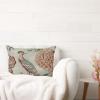 ArogGeld Hydrangea Camellia and Peacock Farmhouse Sofa Lumbar Pillowcase Orange Coral Chinoiserie Bird White Linen Lumbar Throw Pillow Chinoiserie Style Pillowcases for Living Room 16x24in view 3