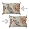 ArogGeld Hydrangea Camellia and Peacock Farmhouse Sofa Lumbar Pillowcase Orange Coral Chinoiserie Bird White Linen Lumbar Throw Pillow Chinoiserie Style Pillowcases for Living Room 16x24in view 4