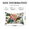 ArogGeld Red Peony Flower Animal Bird Farmhouse Throw Lumbar Pillow Cover Bird in Peony Tree Coral White Linen Cushion Cover Chinoiserie Style Lumbar Pillow Cover Case for Chair Sofa 12x20in view 2