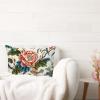 ArogGeld Red Peony Flower Animal Bird Farmhouse Throw Lumbar Pillow Cover Bird in Peony Tree Coral White Linen Cushion Cover Chinoiserie Style Lumbar Pillow Cover Case for Chair Sofa 12x20in view 3