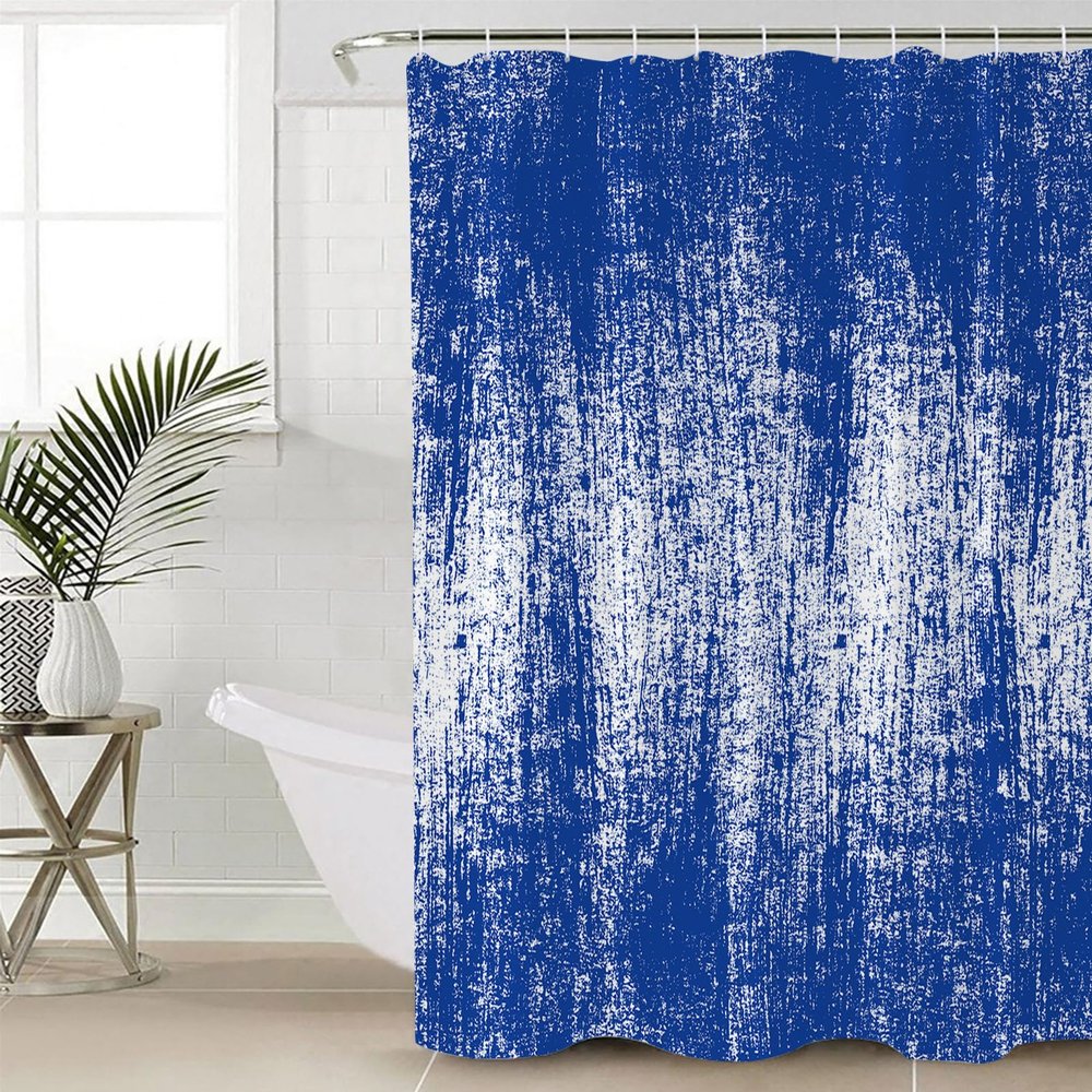 EZON-CH Shower Curtains for Bathroom, Abstract Blue Ombre Texture Painting Desgin Shower Curtain Set Polyester Waterproof Fabric Bath Curtain with Hooks for Home Hotel Apartment Farmhouse 48x72 inch