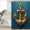 EZON-CH Shower Curtains for Bathroom, Ocean Golden Anchor Gradient Green Texture Shower Curtain Set Polyester Waterproof Fabric Bath Curtain with Hooks for Home Hotel Apartment Farmhouse 54x78 inch view 1
