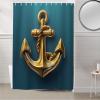 EZON-CH Shower Curtains for Bathroom, Ocean Golden Anchor Gradient Green Texture Shower Curtain Set Polyester Waterproof Fabric Bath Curtain with Hooks for Home Hotel Apartment Farmhouse 54x78 inch view 2
