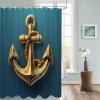 EZON-CH Shower Curtains for Bathroom, Ocean Golden Anchor Gradient Green Texture Shower Curtain Set Polyester Waterproof Fabric Bath Curtain with Hooks for Home Hotel Apartment Farmhouse 54x78 inch view 3