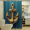 EZON-CH Shower Curtains for Bathroom, Ocean Golden Anchor Gradient Green Texture Shower Curtain Set Polyester Waterproof Fabric Bath Curtain with Hooks for Home Hotel Apartment Farmhouse 54x78 inch view 4