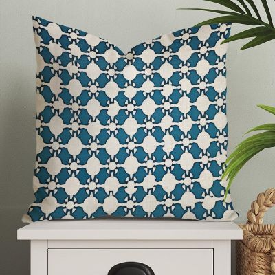 MangGou Geometric Pillow Covers Chinoiserie Throw Pillow Cover Blue Abstract Geometric Pillow Case Cushion Cover Home Decor for Sofa Couch Bed Office Car 26x26in