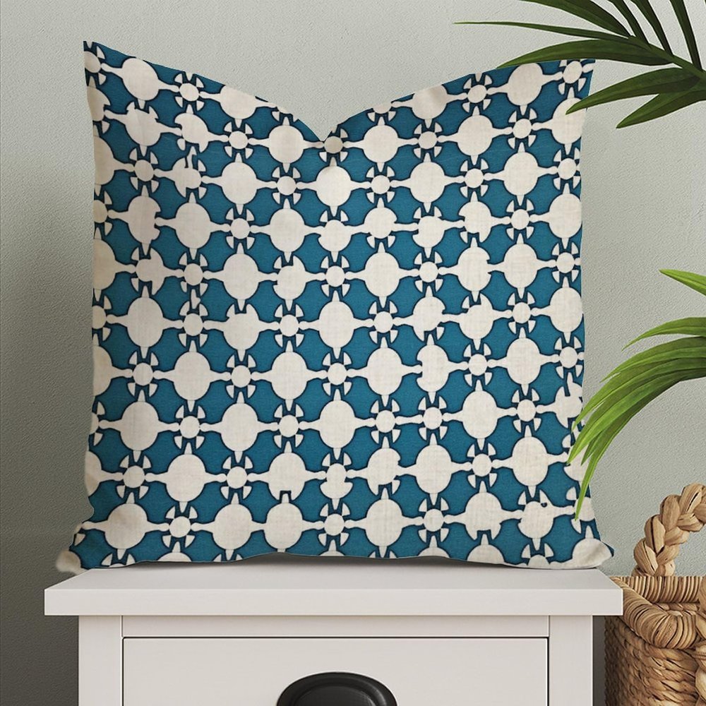MangGou Geometric Pillow Covers Chinoiserie Throw Pillow Cover Blue Abstract Geometric Pillow Case Cushion Cover Home Decor for Sofa Couch Bed Office Car 26x26in