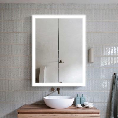 24x32 Inch LED Bathroom Mirror, Wall Mounted Backlit Mirror Anti-Fog Makeup Mirror with Light Dimmable Brightness LED Vanity Mirror with Memory Function, Adjustable 3 Color, Horizontal & Vertical
