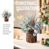 hatisan Small Christmas Tree,Artificial Christmas Tree with Christmas Ornaments Pine Cone Berry,Tabletop Christmas tree for Christmas Decorations Home Room Party Winter Indoor Outdoor (Silver-Round) view 2