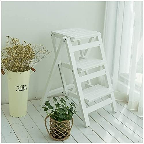 BABYCE Foldable Step Stool Ladder Stool Indoor Multifunctional Folding Ladder Solid Wood Thickened Three-Step Herringbone Ladder Small Staircase Dual-use Ladder Chair (Color : #2)