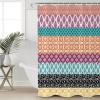 Shower Curtains for Bathroom, Boho Geometric Floral Stripe Ethnic Purple Orange Black Shower Curtain Set Polyester Waterproof Bath Curtain with Hooks for Home Hotel Apartment Farmhouse 72x96 inch view 1