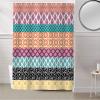 Shower Curtains for Bathroom, Boho Geometric Floral Stripe Ethnic Purple Orange Black Shower Curtain Set Polyester Waterproof Bath Curtain with Hooks for Home Hotel Apartment Farmhouse 72x96 inch view 2