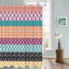 Shower Curtains for Bathroom, Boho Geometric Floral Stripe Ethnic Purple Orange Black Shower Curtain Set Polyester Waterproof Bath Curtain with Hooks for Home Hotel Apartment Farmhouse 72x96 inch view 3