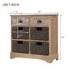 Harper & Bright Designs TREXM Rustic Storage Cabinet with Two Drawers and Four Classic Rattan Basket for Dining Room/Living Room (White Washed) view 2
