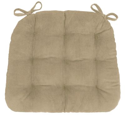Barnett Home Decor Dining Chair Pad with Ties Corduroy Beige -Size Medium 16.5 x 18 16.5 x 18 Chair Cushion - Latex Foam Fill Cushion, Reversible, Machine Washable - Pinwale (Taupe/XL)
