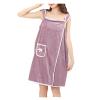 AOKLEY Shower Robe for Women Changing Towel Robe with Front Pocket Wearable Bath Towel for Women, Adjustable Closure Bath Towel for Sauna Beach Pool Gym Travel (Purple) view 1