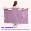 AOKLEY Shower Robe for Women Changing Towel Robe with Front Pocket Wearable Bath Towel for Women, Adjustable Closure Bath Towel for Sauna Beach Pool Gym Travel (Purple) view 2